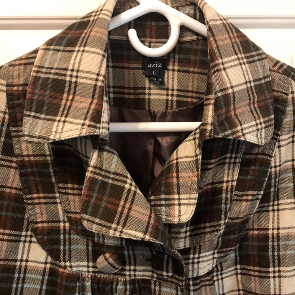 Brown Plaid Swing Coat~Large